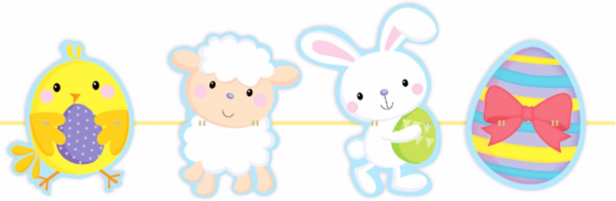 Eurowrap Easter Chick, Lamb, Rabbit & Egg Design Cute Decorative Garland (One Size) (Multicolored)