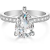 FreeKitee Moissanite Engagement Ring for Women, 3.3CT D Color VVS1, 925 Sterling Silver with 18K White Gold Plated, Anniversary Promise Ring for Her, Wedding Ring with Gift Box, Certificate