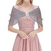 Campsis Wedding Chiffon Shawls Wraps Gray Bride Cape Cover Up Ruffled Edge Soft Bridal Stoles for Women and Girls