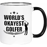 Lxenrra Golf Gifts, Golf Gifts for Men, World’s Okayest Golfer Mug, Funny Ceramic Coffee Mug for Dad, Husband, Brother, Grandpa, Son, Christmas and Birthday Gift, 11 Oz