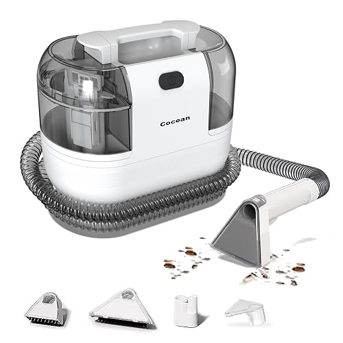 COCEAN Multi-Purpose Portable Upholstery Cleaner, Carpet Cleaner Machine Powerful Suction Spot Cleaning, Deep Stain Cleaning for Carpet, Car Seats, Pets, Couches, with Dual Size BrushHead