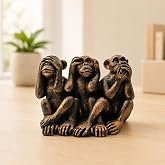 ENNAS Three Wise Monkeys Statue, Bronze Resin See No Evil Figurine Decor | Symbolic Accent For Meditation Spaces, Offices, Shelves And Thoughtful Gifting