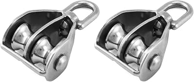QWORK M15 Double Pulley Block 304 Stainless Steel 2PCS for Block and Tackle