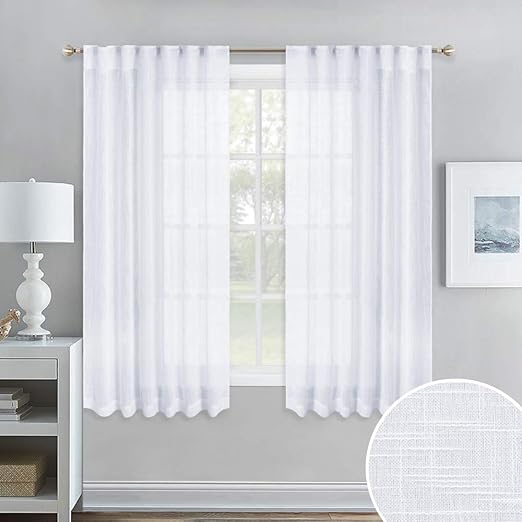 Amazon Com Nicetown Sheer Curtains 45 Inches Long Linen Look