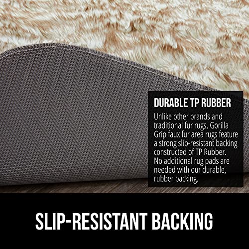 Gorilla Grip Fluffy Faux Fur Area Rug, 4x6, Rubber Backing, Machine Washable Soft Furry Rugs for