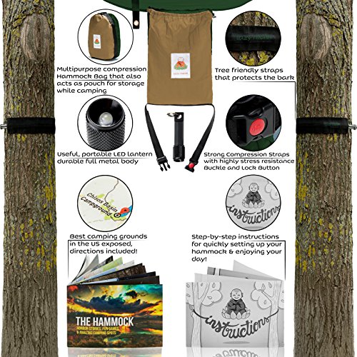 Double Hammock Camping Gear Straps | Best Portable Parachute Nylon 2 Person Folding Hammock with Tree Hanging Straps, Rope & Instruction Booklet | Ideal for Travel, Hiking & Backpacking