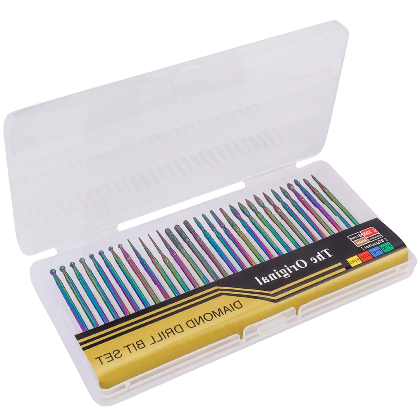 Treki Mini Nail Drill Bit Set, 30 pcs Small Diamond Carbide Nail Drill Bits 3/32 Inch Colourful Cuticle Nail Drill File Bits for Acrylic Nails Home Salon Manicure Pedicure
