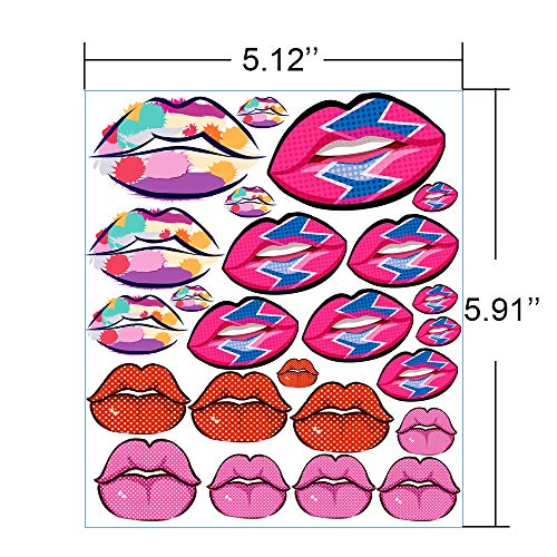 Valentine's Day Temporary Tattoos, Love Heart & Red Lip Sexy Tattoos Stickers with 4 Different Designs, 12 Sheets (Red)