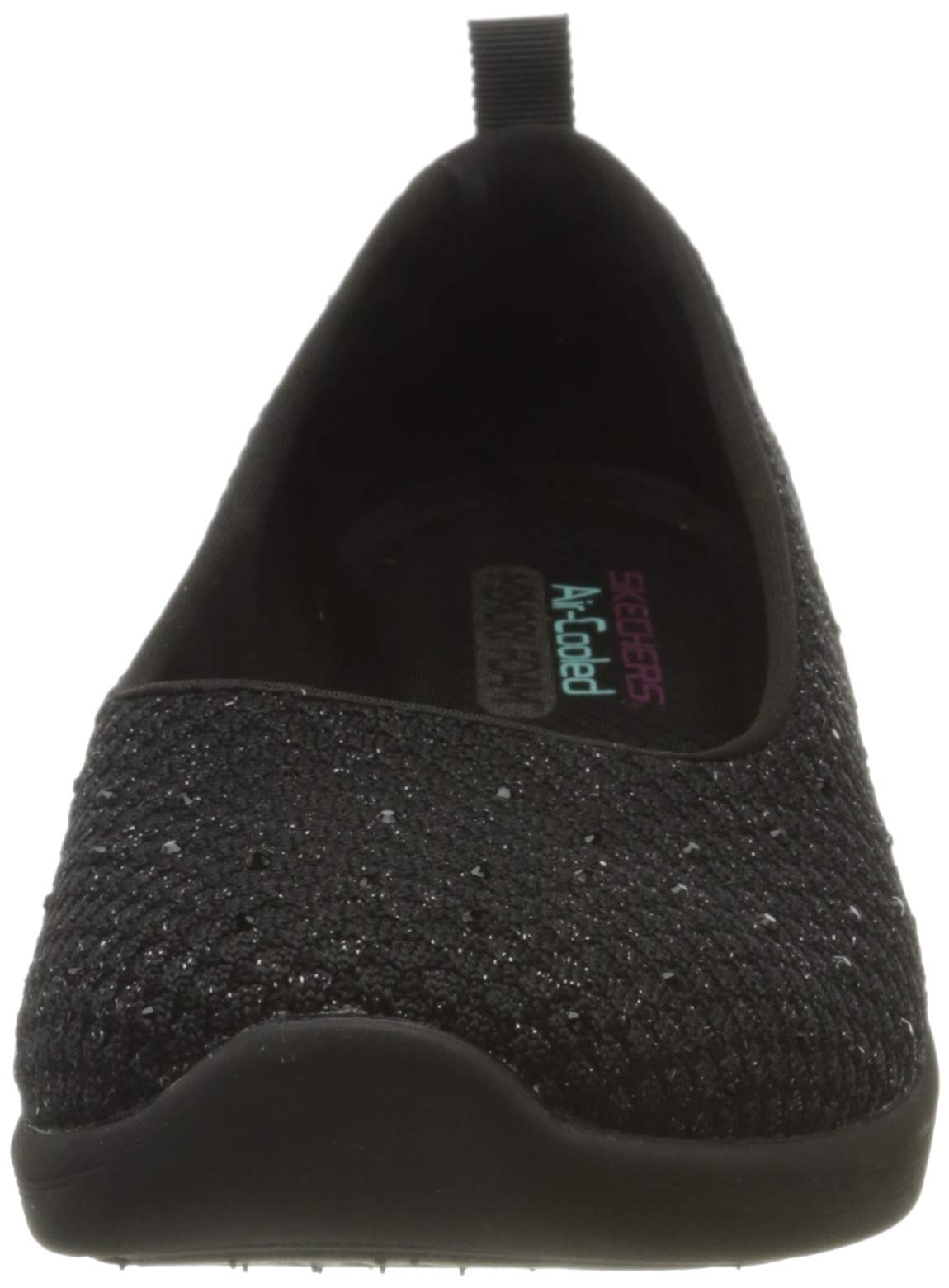Skechers Damen Arya Sweet Glitz Slip On Sneaker, Black Metallic Knit Black Gunmetal Trim, 39 EU