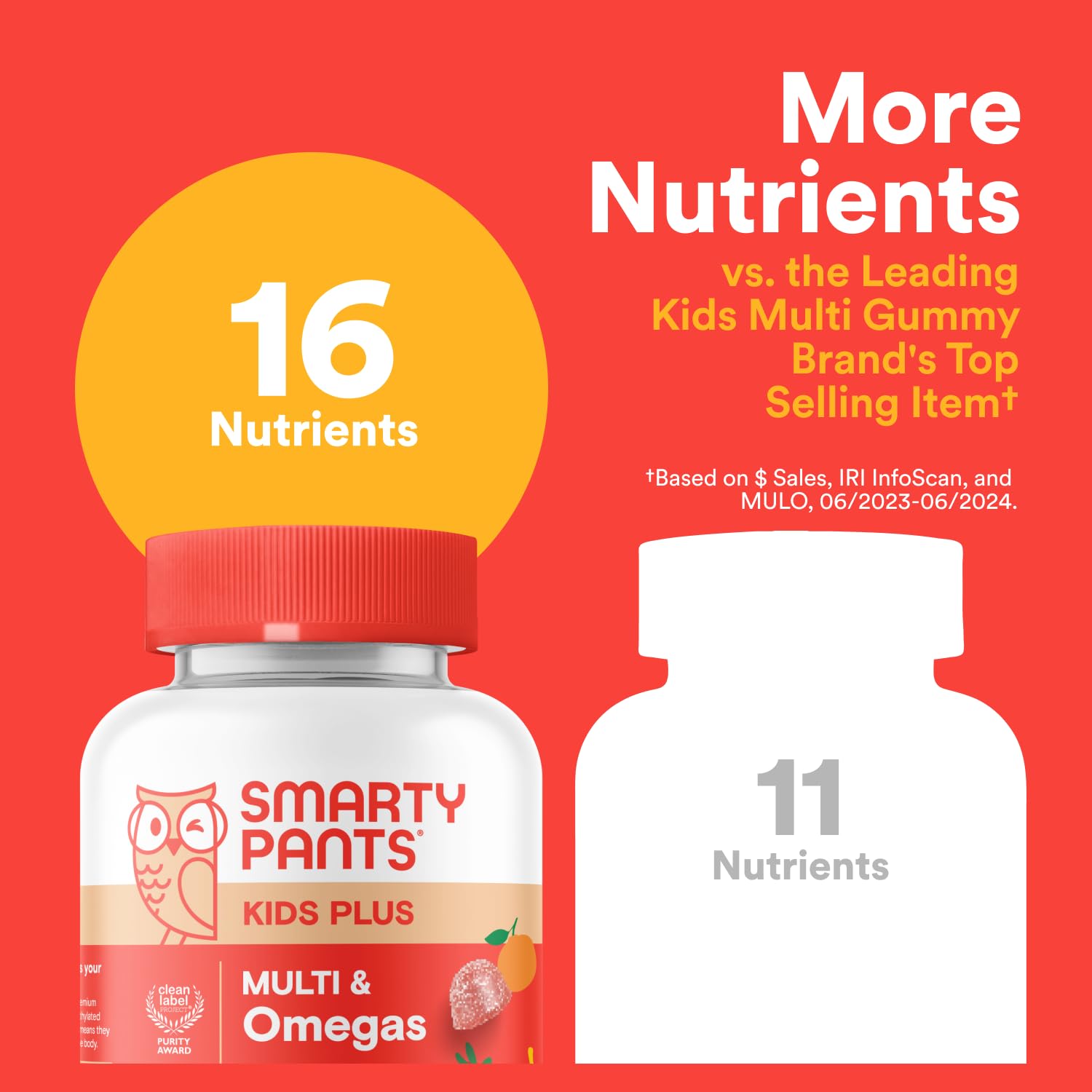 SmartyPants Kids Multivitamin Gummies - Improved Formula: Omega 3 (DHA/EPA), Vitamins D3, C, B12, B6, Vitamin A, K & Zinc, Gluten Free, Three Fruit Flavors, 80 Count (40 Day Supply)