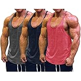 Muscle Cmdr Men's Bodybuilding Stringer Tank Tops Y-Back Gym Fitness Workout Training Running T-Shirts Athletic Quick Dry Top