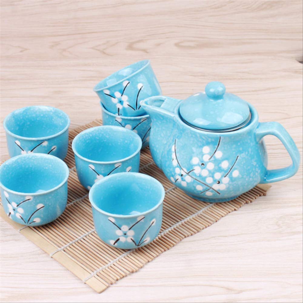 LSPP Tea set Cherry Blossom Teapots Set 1 Pot 6 Cups Ceramic Drinkware Tea Pot Home Office Tea Set Kettle Dropg 1 Pot 6 Cups 1