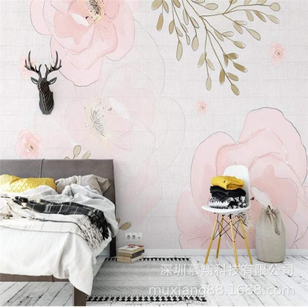 Pintado A Mano Simple Rosa Flores Tv Fondo Papel De Pared Sala De Estar