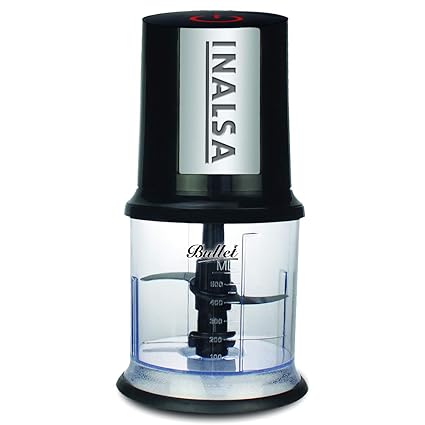 Inalsa Bullet 400-Watt Electric Chopper with Twin Blade Technology (Black)