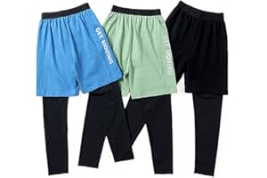 Boys 2 in 1 Athletic Active Leggings Youth Quick 𝐃ry Tights Compression Pants for Running Football Basketball