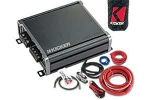 KICKER Amplifier and Amp Kit Package of 2 Items - CX Series 400W RMS Class D Monoblock Amplifier and Complete 8AWG Wiring Kit