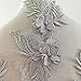 Beaded Flower Sequence lace Applique Motif Sewing Bridal Wedding 3in1 A5 3D (Silver)