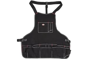 Dickies 16-Pocket Workshop Bib Apron, Durable Canvas Construction, Reinforced Edges, Adjustable Belt, Black