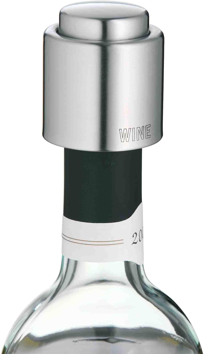 WMF Clever&More Weinverschluss mit Aufschrift, Wein- Flaschenverschluss Ø 2,4 cm, Cromargan Edelstahl mattiert