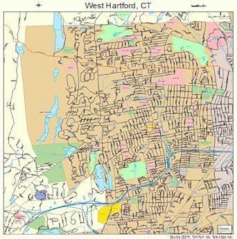 Amazon.com: Large Street & Road Map of West Hartford, Connecticut