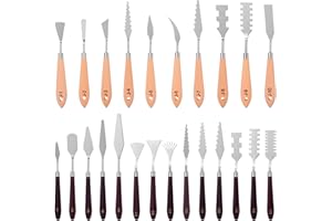 LLOUSSAK 29 Pcs Palette Knife Set, Stainless Steel Palette Knife with Wooden Handle, Numbered Paint Spatula, Oil Painting Supplies for Acrylic Painting, Textured Art