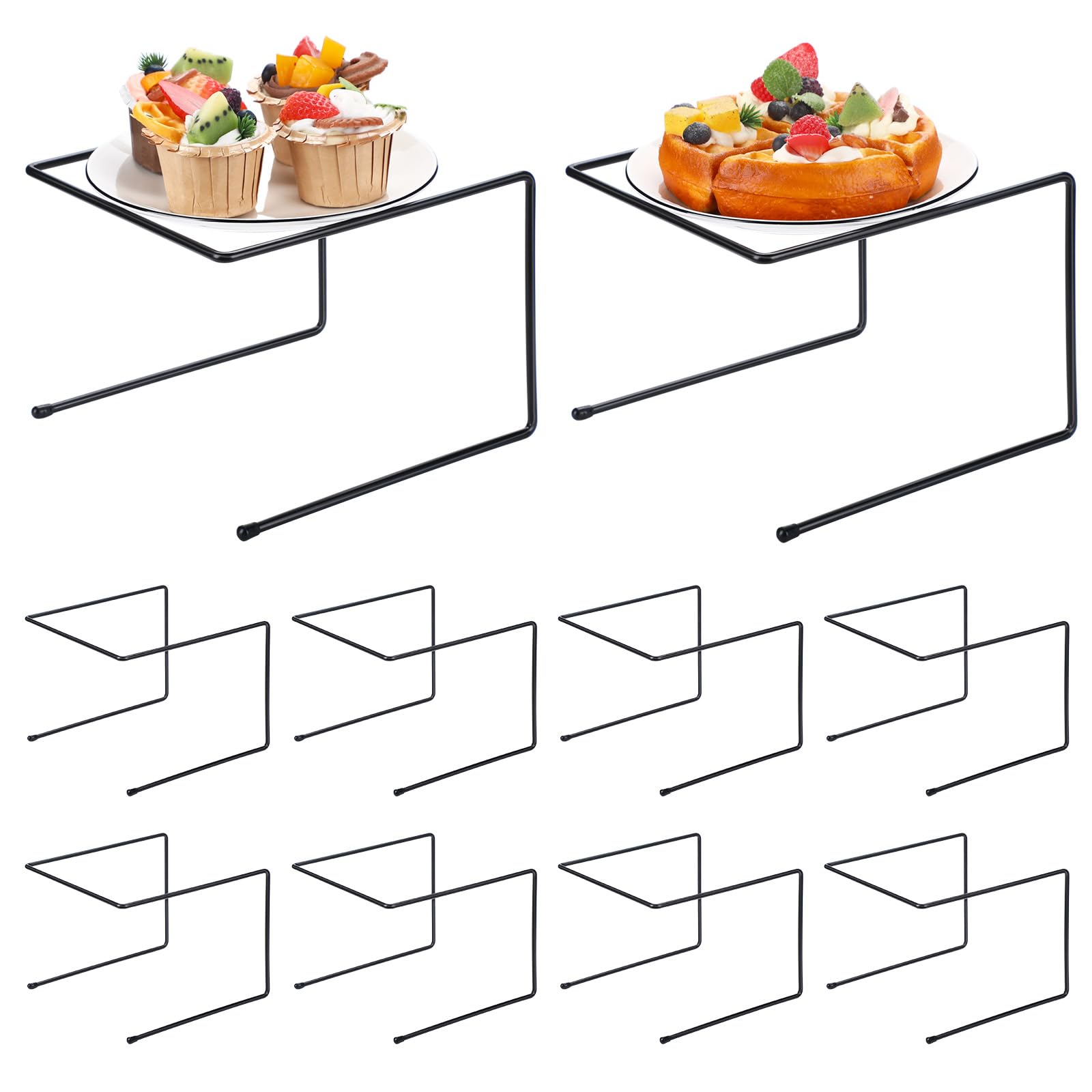 Photo 1 of Mimorou 10 Pcs Black Metal Pizza Stand Pizza Rack Serving Tray Holder Tabletop Food Platter Tray Display Rack for Buffet Restaurant Home 9" L x 8" W x 6.5" H