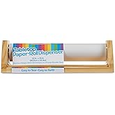 Melissa & Doug Wooden Tabletop Paper Roll Dispenser with 12” x 75-Foot White Bond Paper & Roller, Art Supplies for Drawing, P