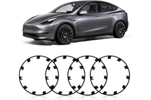 LUMLAZNI Wheel Rim Protect for Tesla Model Y 21" (2020-2024), Easy-Install Hubcaps Wheel Cover, Scratch-Resistant Car Tire Trim Rings, Stylish Design for Induction Wheels, Matte Black 4Pcs Model Y Accessories