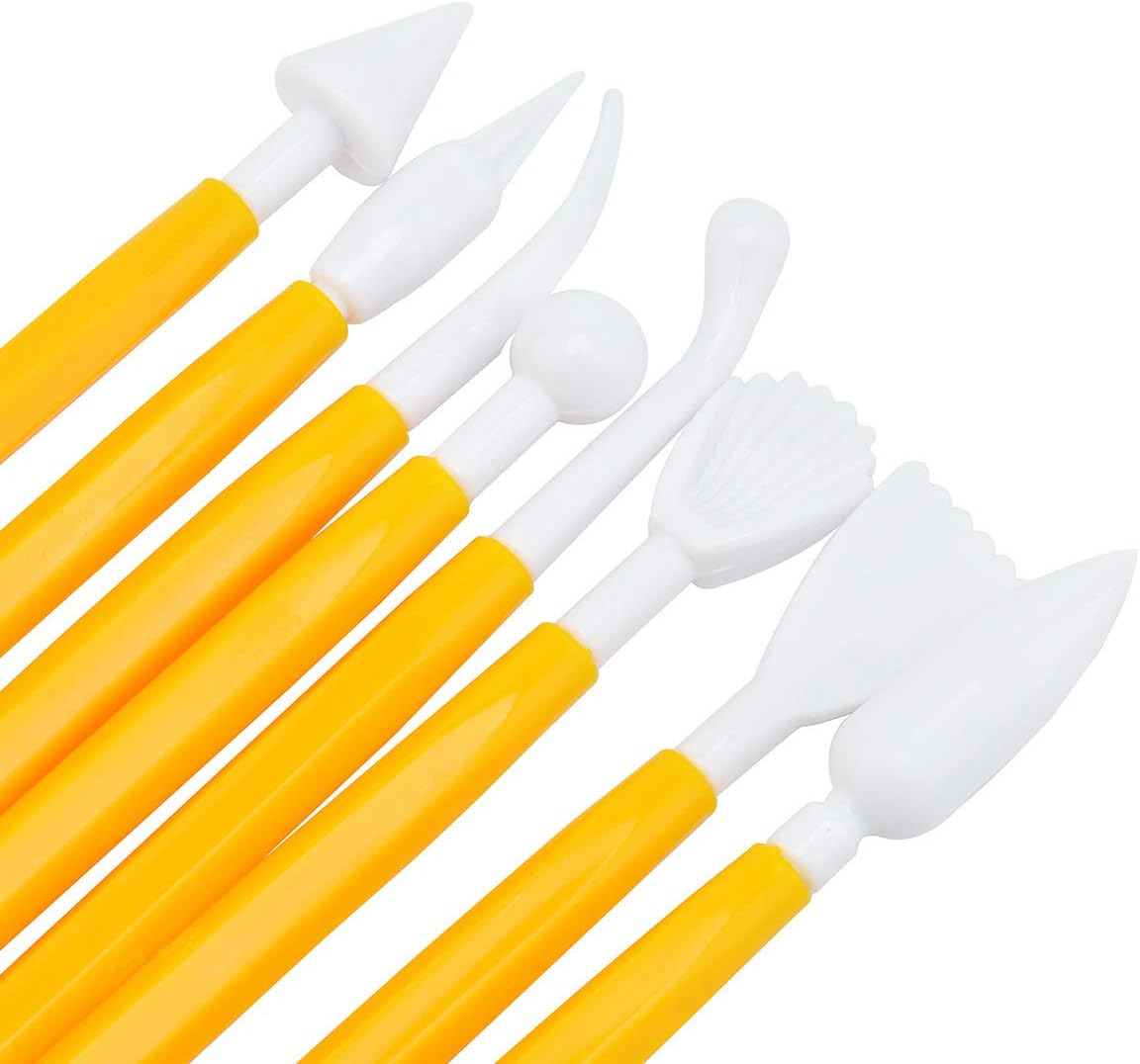 Cozyswan Cake Decration Tool Set Fondant Cake Cutter Sugarcraft Icing Decorating Flower Modelling Tools, White&yellow, 11pcs - Image 4