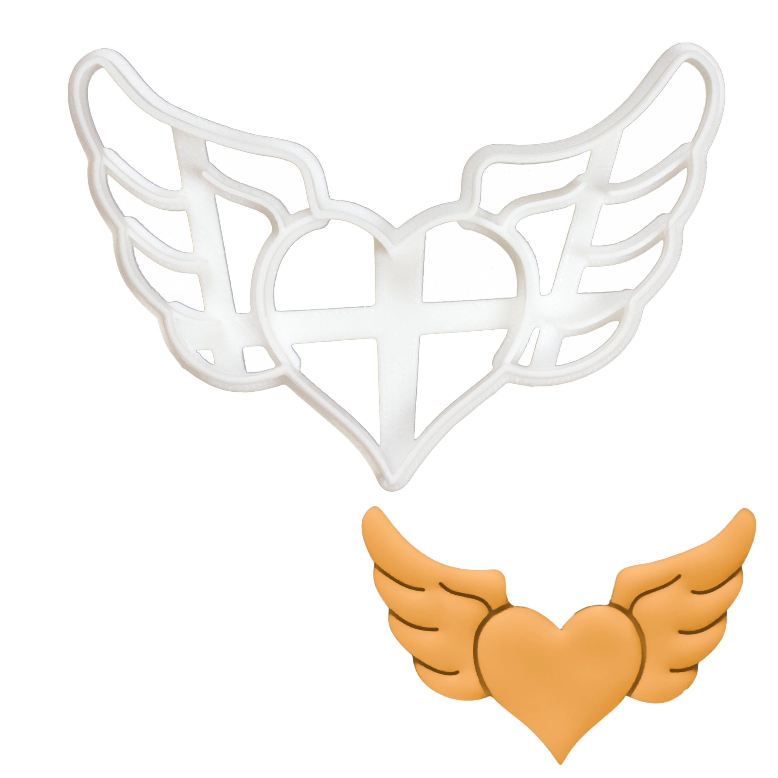 BAKERLOGY Heart with Angel Wings Cookie Cutter - Detailed Biscuit Cutter Design for Baking and Crafts, Ideal on Fondant, Dough, Clay