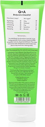 Q+A AHA Exfoliator Body Scrub 250ml Vanilla Coconut Scent Hydrates view 2