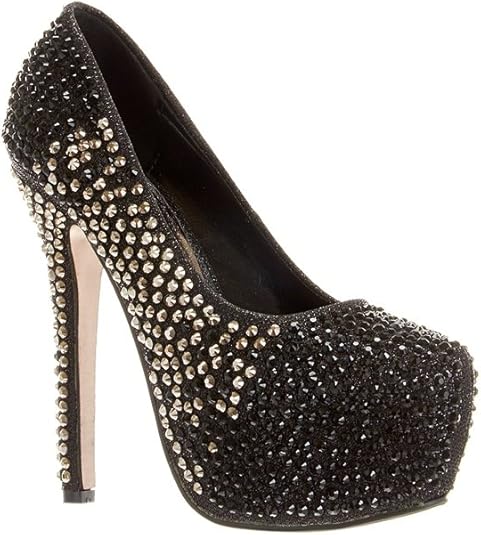 black bedazzled heels