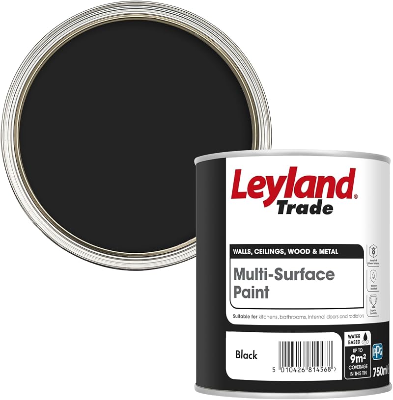 Leyland Trade Multi Surface Paint Black 750ml Interior Wood Metal Plaster Brick