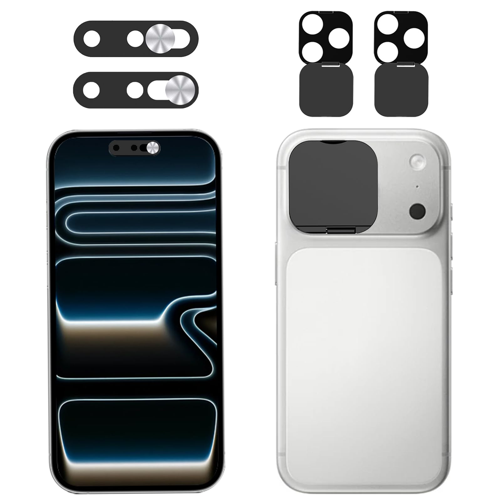 EYSOFT Front Camera Cover Compatible for iPhone 17 Pro /17 Pro Max with Rear Lens Cover,Protect Privacy and Security But Not Affect Facial Recognition(2Pack)-2025 Updated Version-Silver