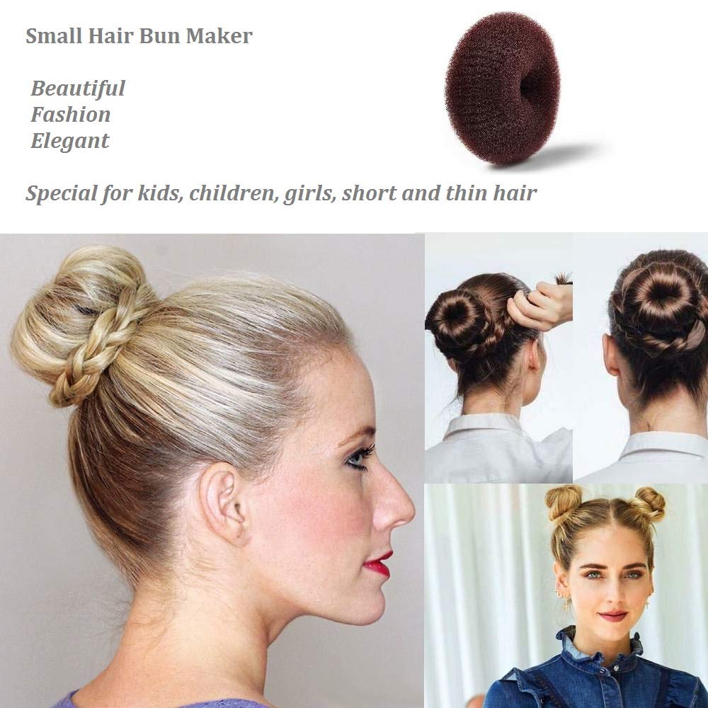 Extra Small Hair Bun Maker for Kids, 6 PCS Chignon Hair Donut Sock Bun Form for Girls, Mini Hair Doughnut Shaper for Short and Thin Hair (Small Size 2 Inch, Dark Brown): Beauty