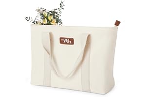 AW BRIDAL Monogram Canvas Tote Bag for Chrismas, Bridal Shower, Retirement, Birthday Gifts for Women Mom Wife Sister Friends