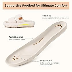 EverFoams Womens Fuzzy Open-toe Slippers Soft Comfy