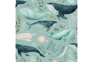 KDGHORMY Watercolor Coastal Whale Sea Ocean Wallpaper Self Adhesive Peel and Stick Vintage Marine Creatures Seagrass Wall Pap