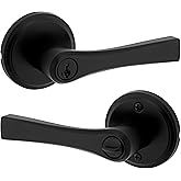 Weiser Katella Matte Black Front Door Handle with Lock, Reversible Exterior/Interior Door Handles with Lock, Keyed Entry Door