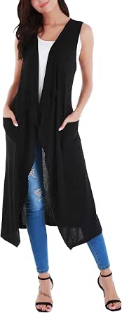 Amazon.com: Uniboutique - Chaleco largo abierto para mujer con bolsillos y  cinturón, XXL : Ropa, Zapatos y Joyería