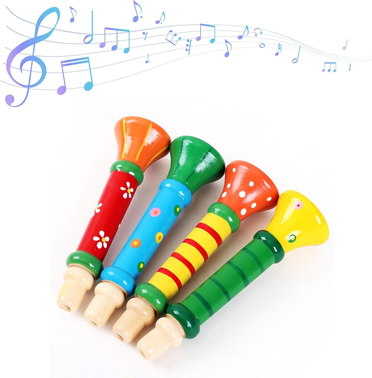 RASTKY Durable Wooden Trumpet Toy for Kids, Lightweight Trumpet Musical Instrument, Educational Music Education Whistle, Portable for Travel