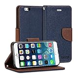 iPhone 6 Plus Case, GMYLE [Wallet Stand] iPhone 6 Plus 5.5 Case Wallet [Navy Blue & Brown] Premium Synthetic Leather Wallet Case Cover with STAND Flip Cover for iPhone 6 Plus (5.5) - Navy Blue & Brown