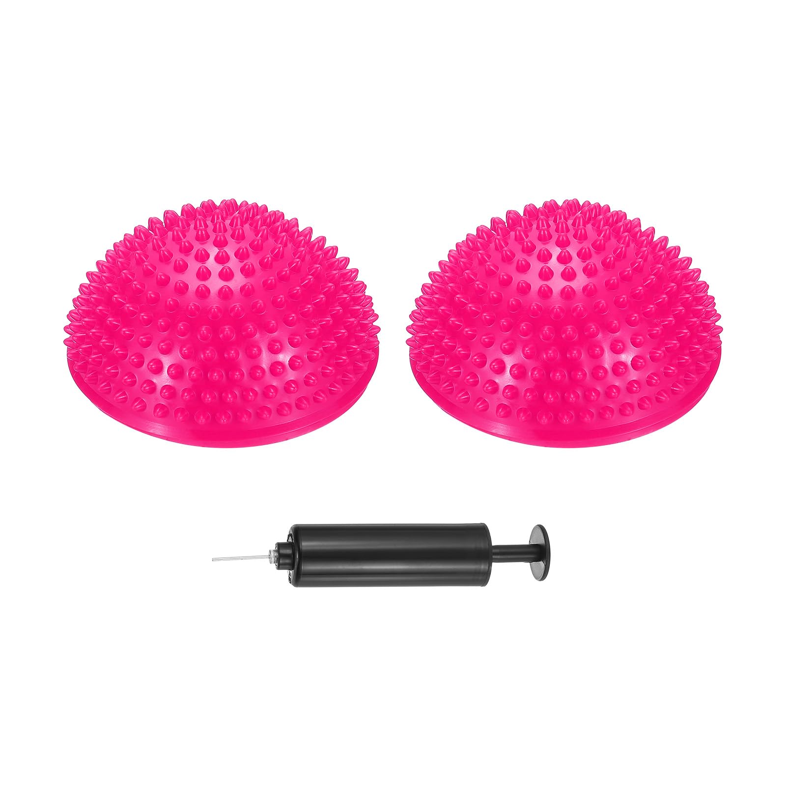 PATIKIL 2 Pcs Half Spiky Domes Balance Pods 6.7x3.1 Inch, Balance Trainer Dots with Hand Pump for Core Body Balancing Stability Training Foot Massage, Rose Red