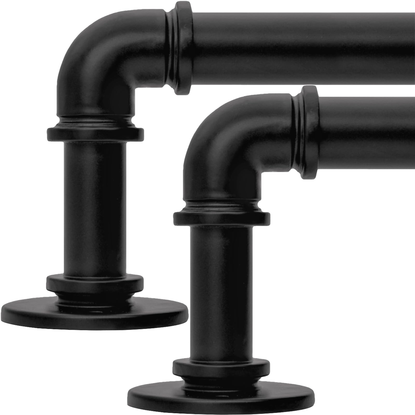 WORLD RODS 2PCS Black Curtain Rods 18 to 120 Inches,Adjustable Length,1 in Diameter Pipe,Wall or Ceiling Mounted,for Bedroom and Living Room (Black 18”to 120”2PCS)