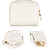 Mkono Jewelry Travel Case, Small Jewelry Organizer Pouch with 4 Mini Bags | Water-Resistant PU Leather, Soft Velvet Lining, Mini Storage Bracelets Earrings Necklaces Rings, Purses Luggage, Women Gifts