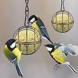OFFCUP Fat Ball Bird Feeder 4pc Metal Holder S Hooks Outdoor Garden Black view 5