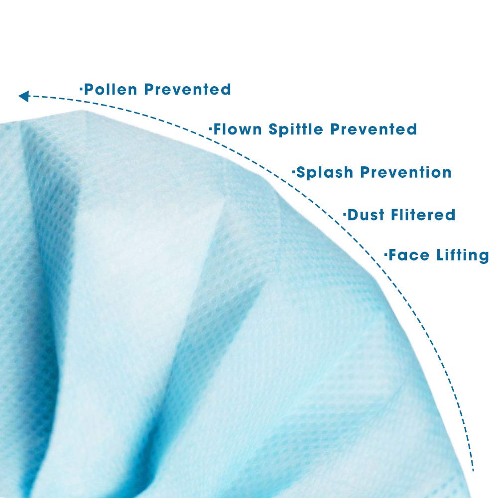 Face Masks 50 PCS 3Ply Breathable & Comfortable Filter Safety Mask for Adult, Men, Women, Indoor, Outdoor Use (50PCS-Blue) : Beauty