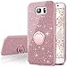 Galaxy S7 Edge Case,Silverback Girls Bling Glitter Sparkle Cute Phone Case with 360 Rotating Ring Stand, Soft TPU Outer Cover + Hard PC Inner Shell Skin for Samsung Galaxy S7 Edge -Rose Gold