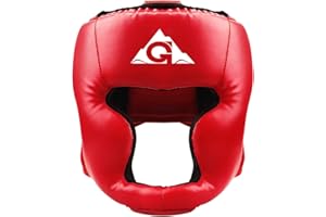 GROOFOO Boxing Headgear for Kids Adults, PU Leather Boxing Helmet for Traning Kickboxing MMA Muay Thai Sparring Martial Arts Karate Taekwondo