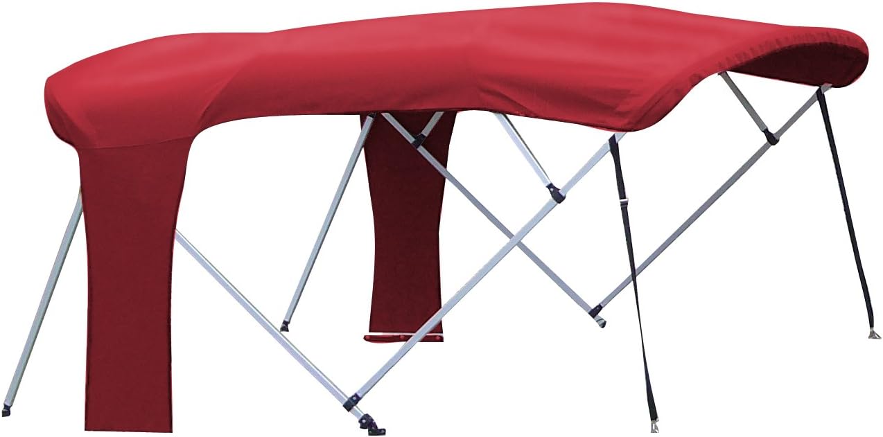 Buggy Style Pontoon Bimini Top Kit with Nylon Fittings, Red Sun-DURA (8'L, 48"H, 96-102"W)